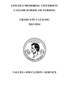 LINCOLN MEMORIAL UNIVERSITY CAYLOR SCHOOL OF NURSING  GRADUATE CATALOG