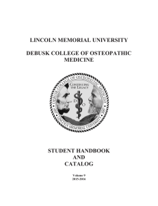 LINCOLN MEMORIAL UNIVERSITY  DEBUSK COLLEGE OF OSTEOPATHIC MEDICINE