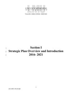 Section I Strategic Plan Overview and Introduction 2016- 2021