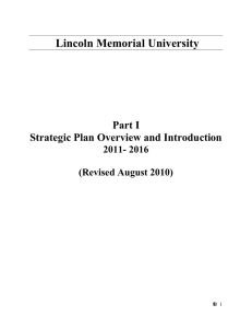 Lincoln Memorial University Part I Strategic Plan Overview and Introduction