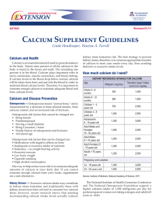 Calcium Supplement Guidelines E    TENSION Calcium and Health