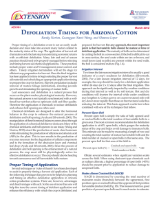 Defoliation Timing for Arizona Cotton E    TENSION