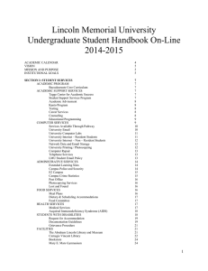Lincoln Memorial University Undergraduate Student Handbook On-Line 2014-2015