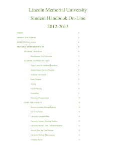 Lincoln Memorial University Student Handbook On-Line 2012-2013