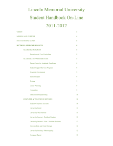 Lincoln Memorial University Student Handbook On-Line 2011-2012