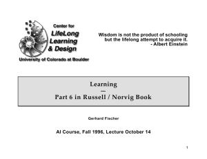 Learning — Part 6 in Russell / Norvig Book