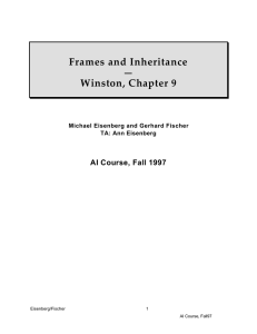 Frames and Inheritance — Winston, Chapter 9 AI Course, Fall 1997