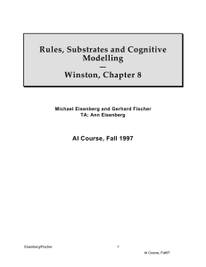 Rules, Substrates and Cognitive Modelling — Winston, Chapter 8