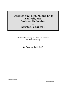 Generate and Test, Means-Ends Analysis, and Problem Reduction —