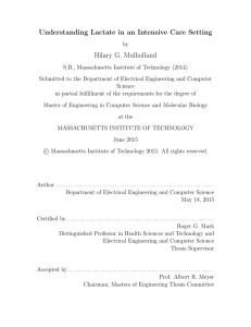 Understanding Lactate in an Intensive Care Setting Hilary G. Mulholland