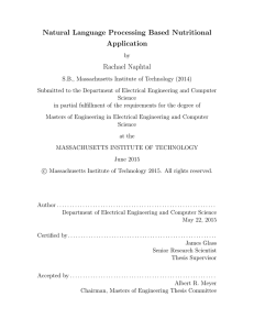 Natural Language Processing Based Nutritional Application Rachael Naphtal