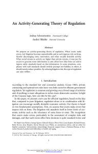 An Activity-Generating Theory of Regulation Joshua Schwartzstein Andrei Shleifer Abstract