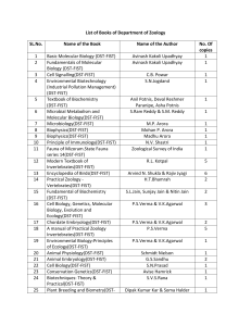 List of Books of Department of Zoology  SL.No.  Name of the Book  Name of the Author 