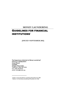 G MONEY LAUNDERING UIDELINES FOR FINANCIAL INSTITUTIONS