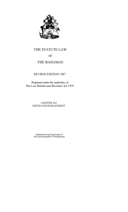 THE STATUTE LAW THE BAHAMAS OF REVISED EDITION 1987