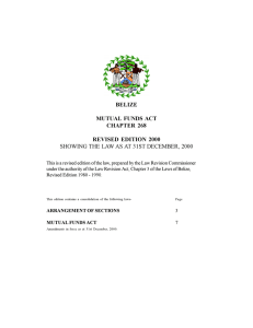 BELIZE MUTUAL FUNDS ACT CHAPTER  268 REVISED  EDITION  2000