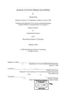 Analysis  of Activity-Based  Accessibility