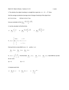 Math 131  Week in Review   Sections 2.1-2.5