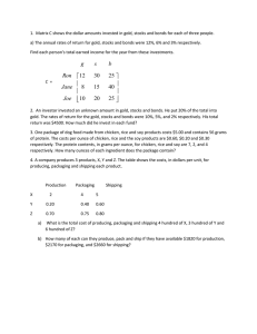 1.  Matrix C shows the dollar amounts invested in... a) The annual rates of return for gold, stocks and...