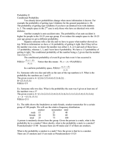 Probability II Conditional Probability