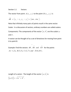 Section 1.1 Vectors The vector from point to the point