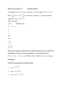   Math 151 Section 5.7 Antiderivatives