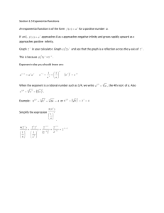 Section 1.5 Exponential functions a. a&gt;1,