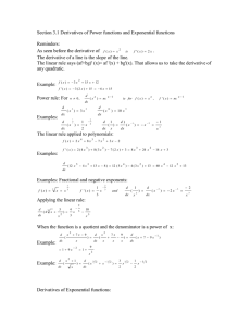 Section 3.1 Derivatives of Power functions and Exponential functions  Reminders:
