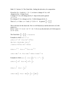 Math 131  Section 3.4  The Chain Rule ,...  f(u)= u(x
