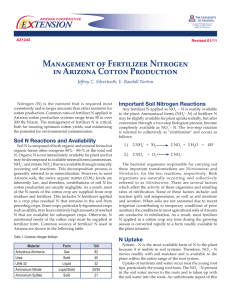 Management of Fertilizer Nitrogen in Arizona Cotton Production Important Soil Nitrogen Reactions