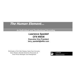 The Human Element… in Individual and Institutional Investing Lawrence Speidell CFA #5036