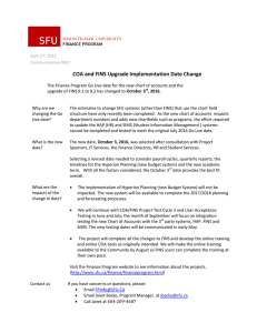SFU  COA and FINS Upgrade Implementation Date Change