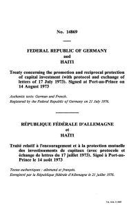 No. 14869 FÉDÉRAL REPUBLIC OF GERMANY and HAITI