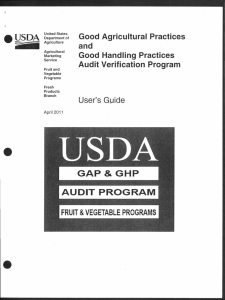 Good Agricultural Practices and Good Handling Practices Audit Verification Program