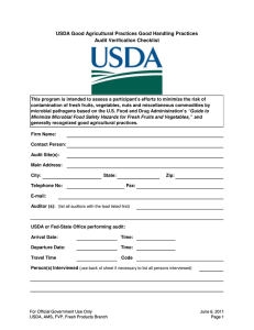 USDA Good Agricultural Practices Good Handling Practices Audit Verification Checklist