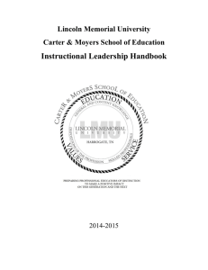 Instructional Leadership Handbook Lincoln Memorial University Carter &amp; Moyers School of Education