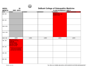 DeBusk College of Osteopathic Medicine WEEK: 20 MONTH: