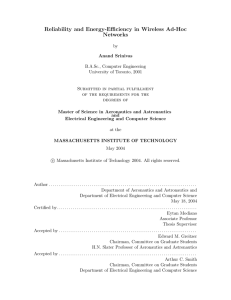 Reliability and Energy-Eﬃciency in Wireless Ad-Hoc Networks