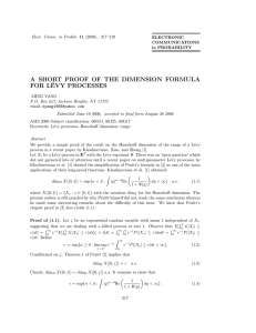 A SHORT PROOF OF THE DIMENSION FORMULA FOR L´ EVY PROCESSES