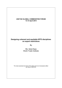 Designing coherent and equitable WTO disciplines on export restrictions  By