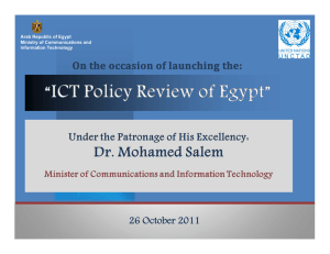 26 October 2011 Arab Republic of Egypt Ministry of Communications and Information Technology