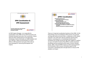 IPM Coordination &amp; IPM Assessment APMC Coordination Developing Resources: