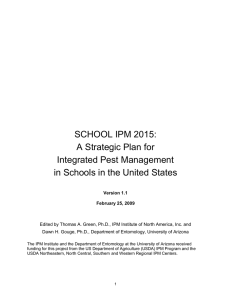 SCHOOL IPM 2015: A Strategic Plan for Integrated Pest Management