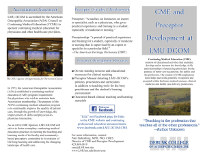 CME and Preceptor Accreditation Statement Preceptor (Faculty) Development