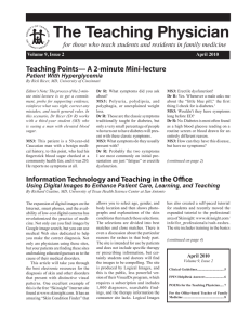 The Teaching Physician Teaching Points— A 2-minute Mini-lecture Patient With Hyperglycemia