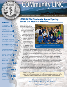 2 Lmu-Dcom Students Spend Spring Break on medical mission_____________ CONTENTS