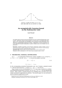 An asymptotically Gaussian bound on the Rademacher tails Iosif Pinelis ∗