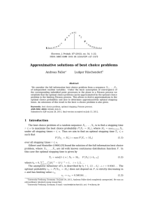 Approximative solutions of best choice problems Andreas Faller Ludger Rüschendorf