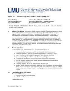 EDLC 732 Critical Inquiry and Research Design, Spring 2016