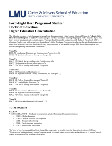 Forty-Eight Hour Program of Studies Doctor of Education Higher Education Concentration
